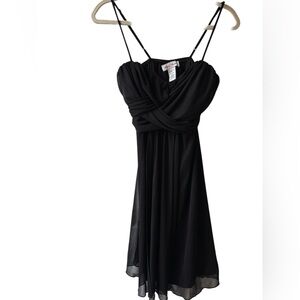 Medium Black Chiffon Cocktail Dress Draped Bust – Spaghetti Strap – Y2K Form